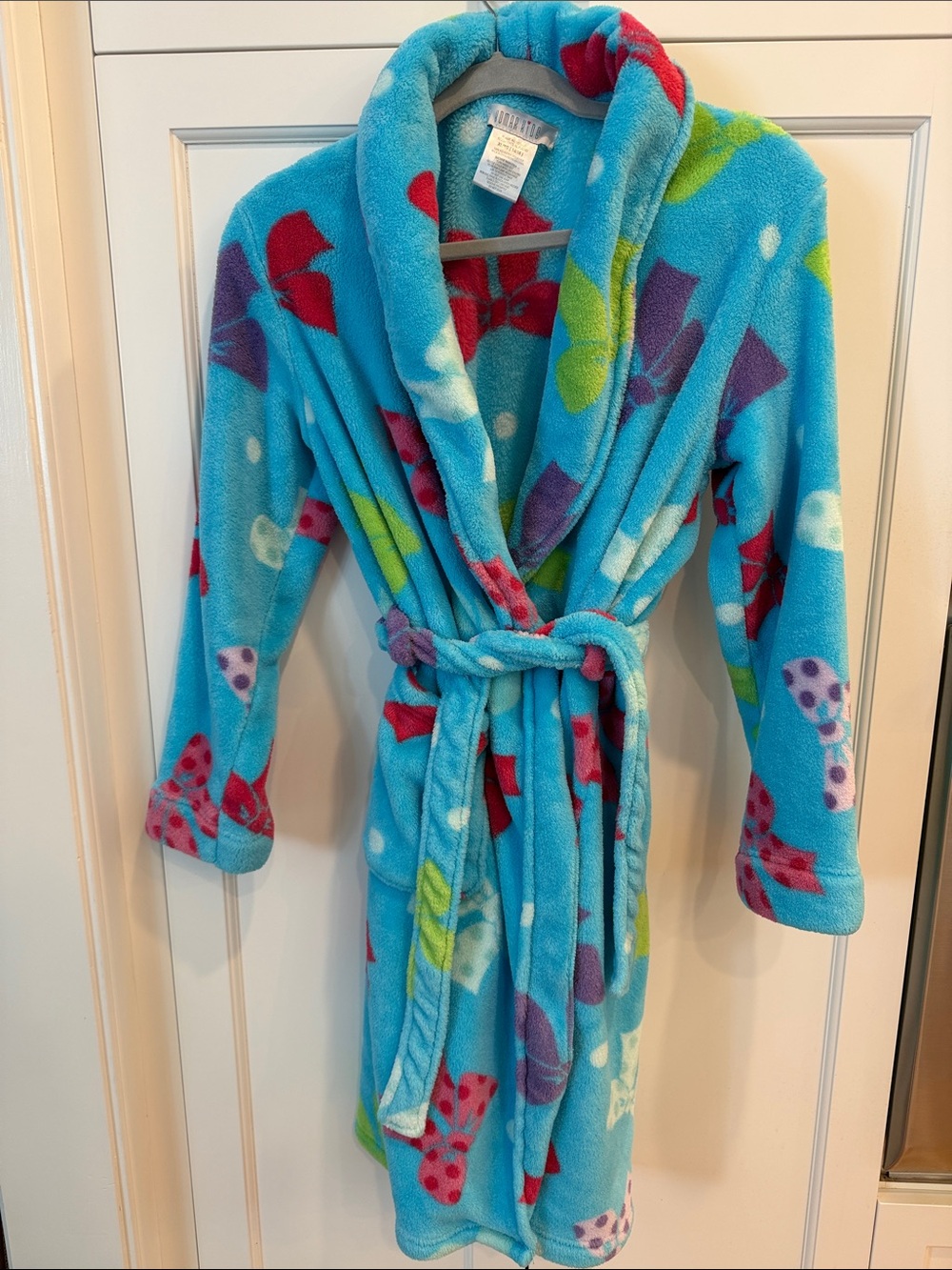 Komar Kids Blue Plush Robe with Multicolor Bows